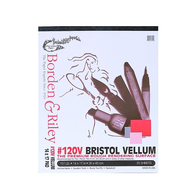 Borden & Riley 14" x 17" Bristol Sketch Pad, 12 Sheets/Pad (80691) image 1