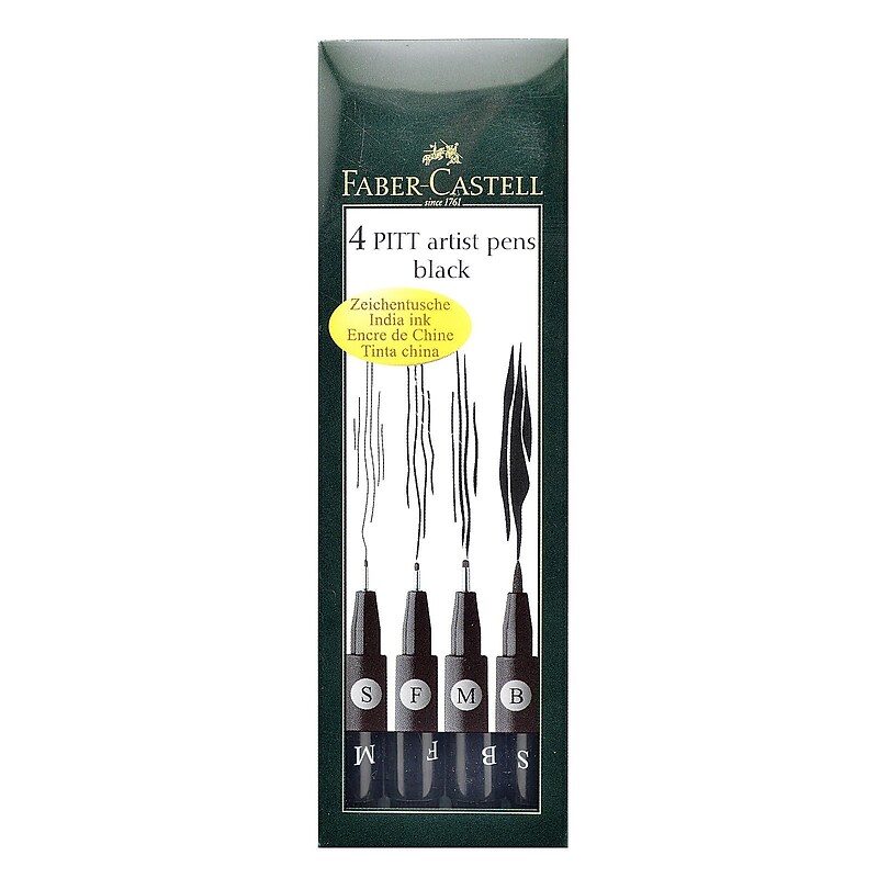 Faber-Castell Pitt Artist Pen Wallet Sets black set of 4 image 1
