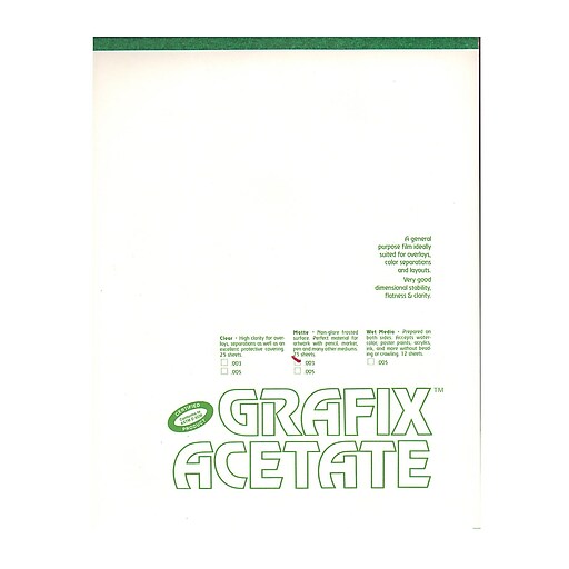 Grafix Matte Acetate Film Pads 0.003 19 in. x 24 in. pad of 25 | Staples