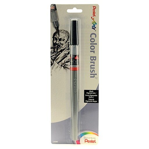 Pentel Color Brush pigment black pen [Pack of 5] at Staples