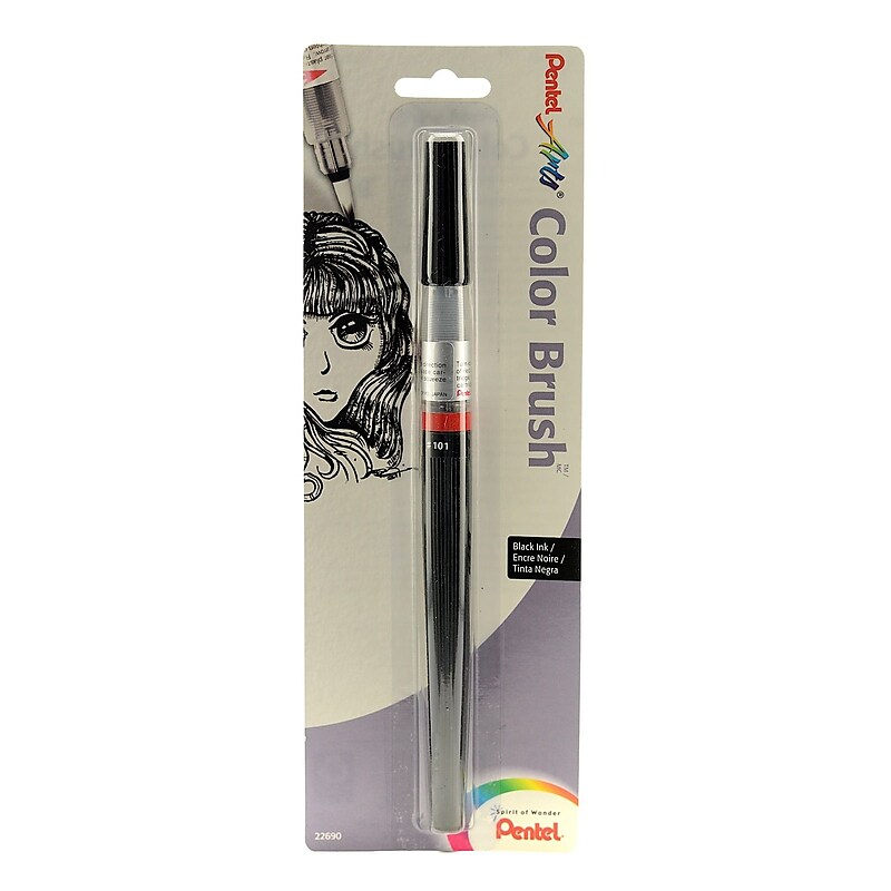 Pentel Color Brush Water Based Black Pen [Pack Of 5] image 1