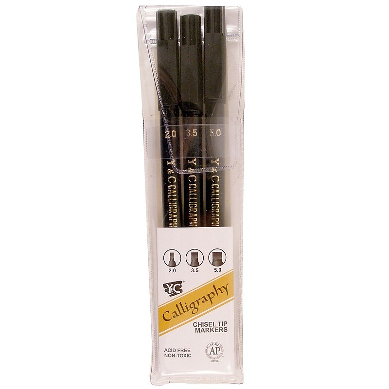 Yasutomo Calligraphy Chisel Tip Marker Set set of 3 [Pack of 4] image 1