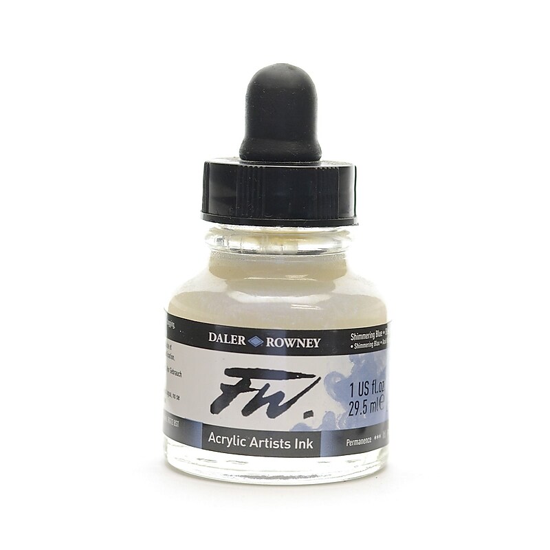 Daler-Rowney FW Pearlescent And Shimmering Liquid Acrylic, Shimmering Blue, 1oz, 2/Pk image 1