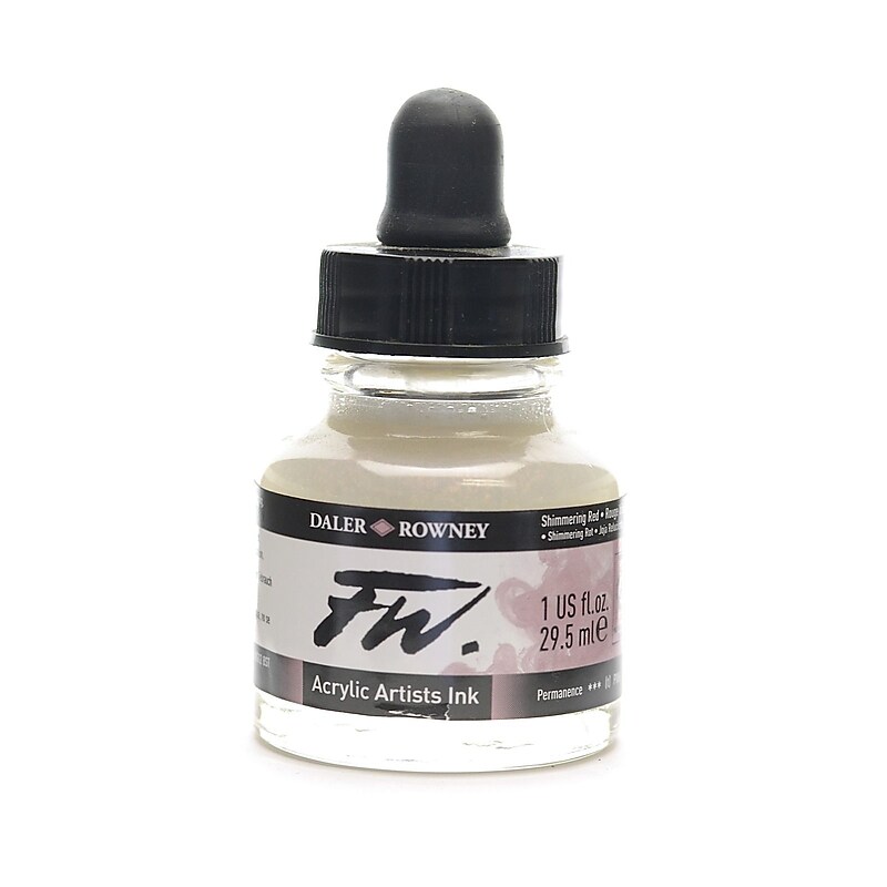 Daler-Rowney Fw Pearlescent And Shimmering Liquid Acrylic, Red, 1Oz, 2/Pack image 1