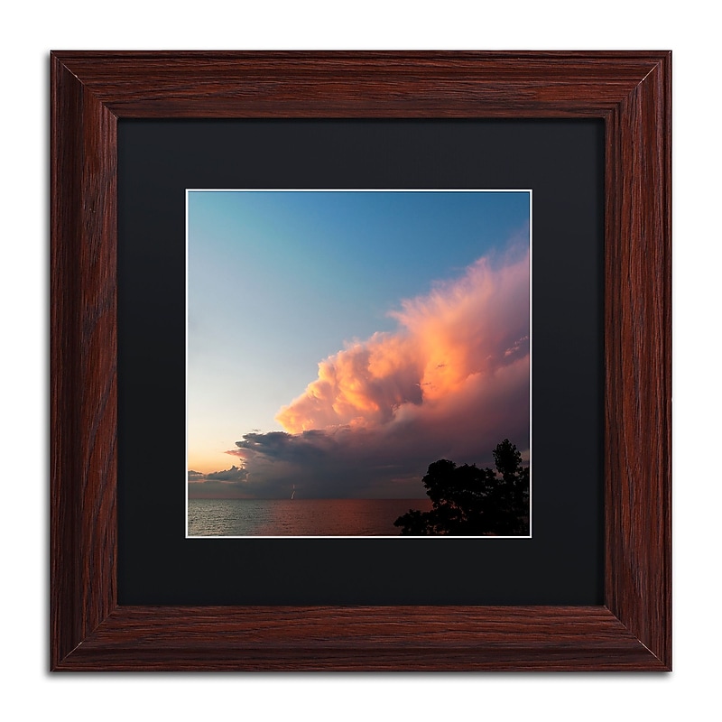 Trademark Fine Art Kurt Shaffer 'Distant Lightning at Sunset' 11 x 11 Framed Art Print (KS0148-W1111BMF) image 1