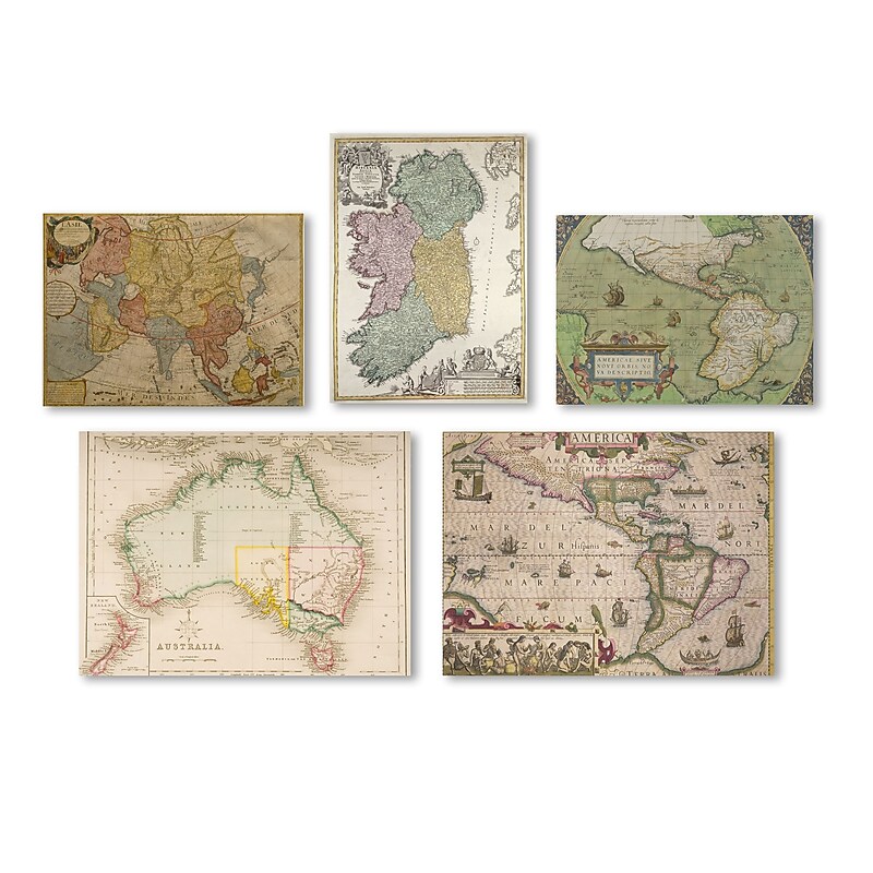 Trademark Fine Art Vintage Maps Wall Collection 18 x 24 (WC0006-SET-5) image 1