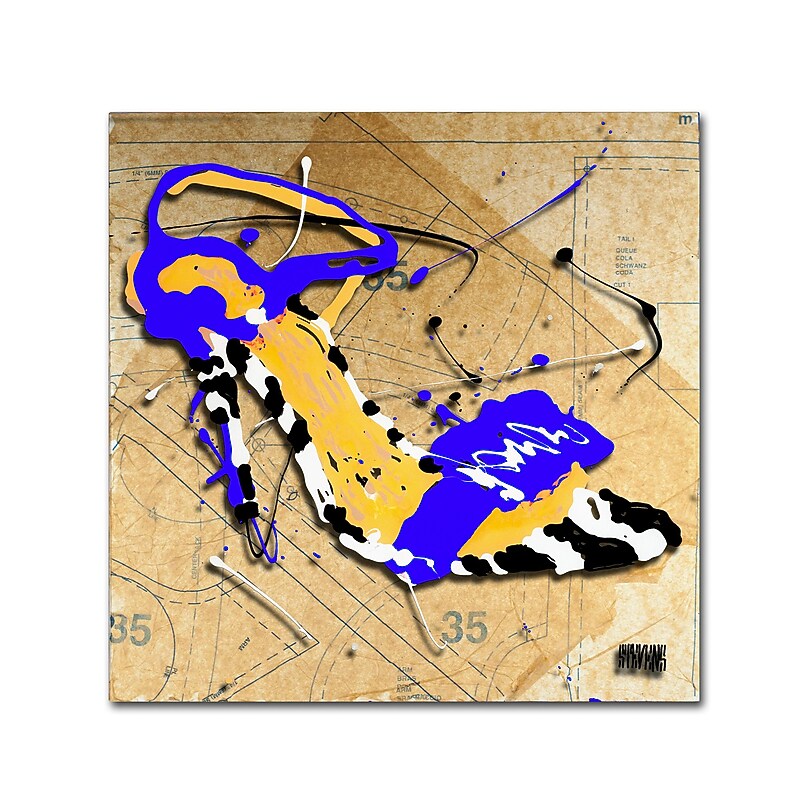 Trademark Fine Art Roderick Stevens 'Zebra Heel Blue' 14 x 14 (RS991-C1414GG) image 1