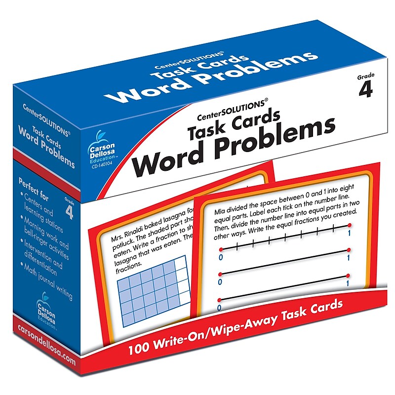 Carson-Dellosa Task Cards: Word Problems Grade 4 Learning Cards (140104) image 1