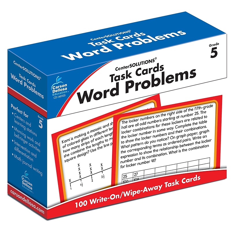 Carson-Dellosa Task Cards: Word Problems Grade 5 Learning Cards (140105) image 1
