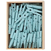 JAM Paper® Wood Clip Clothespins, Medium 1 1/8 Inch, Blue Clothes Pins, 50/Pack (230726776)