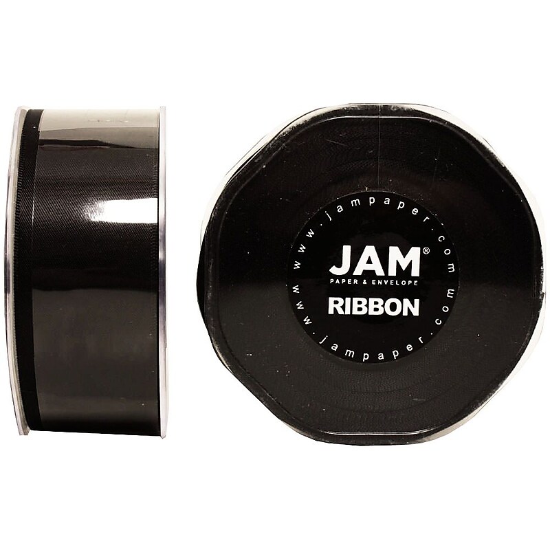JAM Paper Double Faced Satin Ribbon, Black (808SABL25) image 1