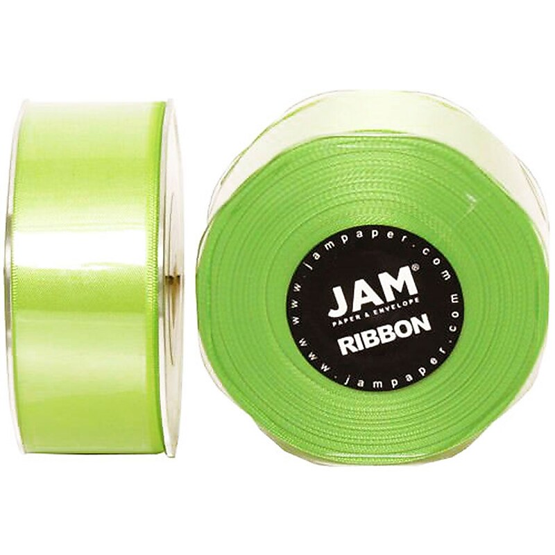 JAM Paper Double Faced Satin Ribbon, Lime Green (808SALIGR25) image 1