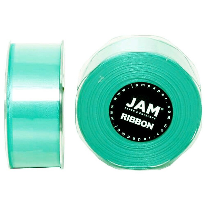 JAM Paper Double Faced Satin Ribbon, Teal Blue (808SATIBU25) image 1