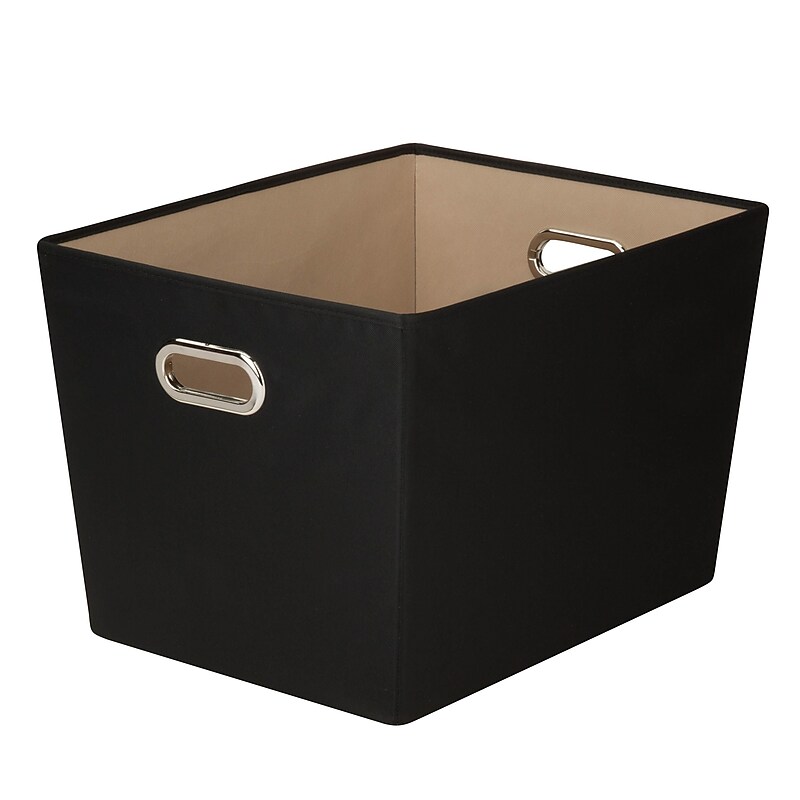 Honey-Can-Do Large Decorative Storage Tote with Handles, Black (SFT-03073) image 1