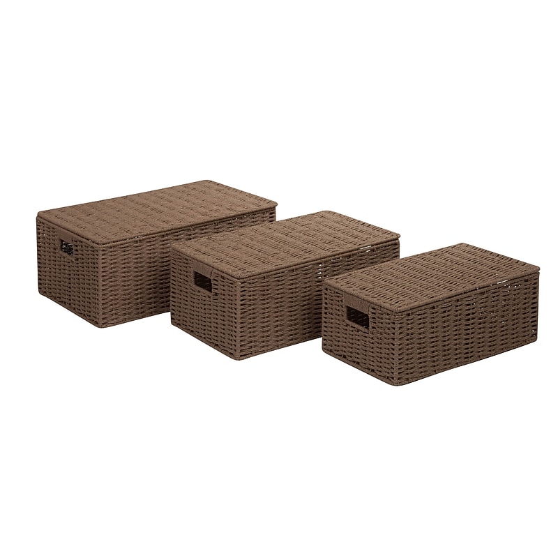 Honey-Can-Do Small Seagrass Baskets with Handles - Set of 3, Natural Taupe (STO-03557) image 1