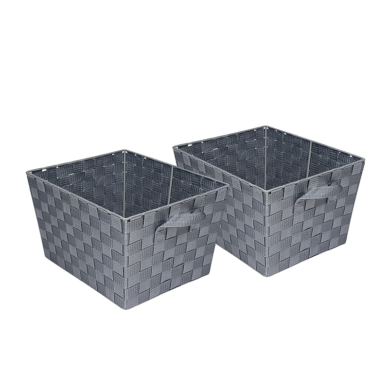 Honey Can Do Double Woven Task-It Baskets, Silver, 2/Pack (STO-05088) image 1