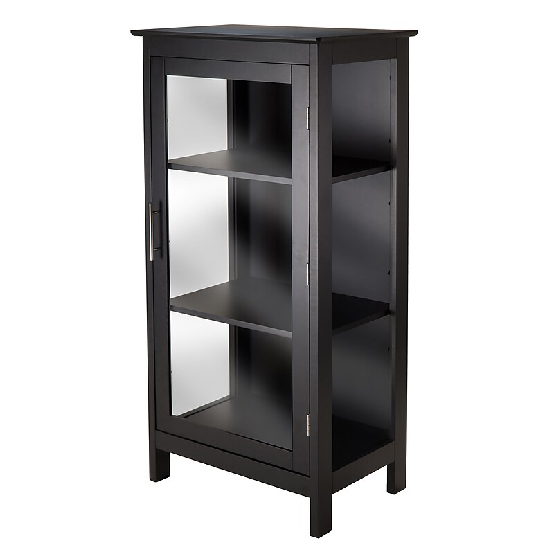 Winsome Poppy Display Cabinet with 3-Sided Tempered Glass, 47.2"H, Black (20523) image 1