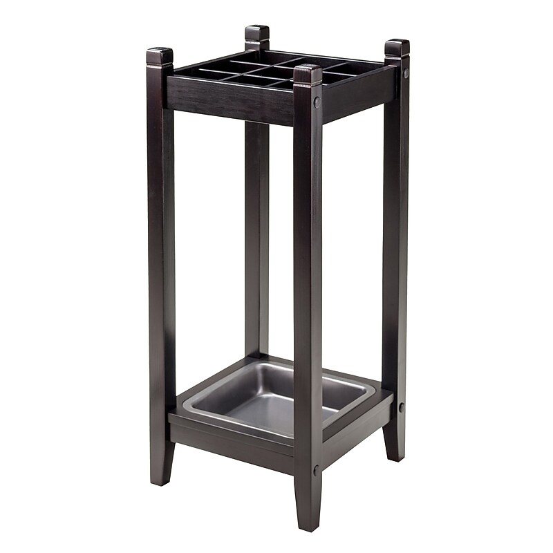 Winsome Jana Umbrella Stand with Metal Tray, Espresso, Wood (92411) image 1