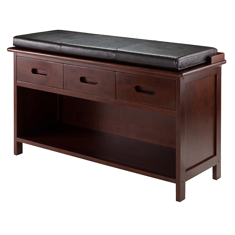 Winsome Adriana Storage Bench with Cushion Seat, Walnut (94306) image 1