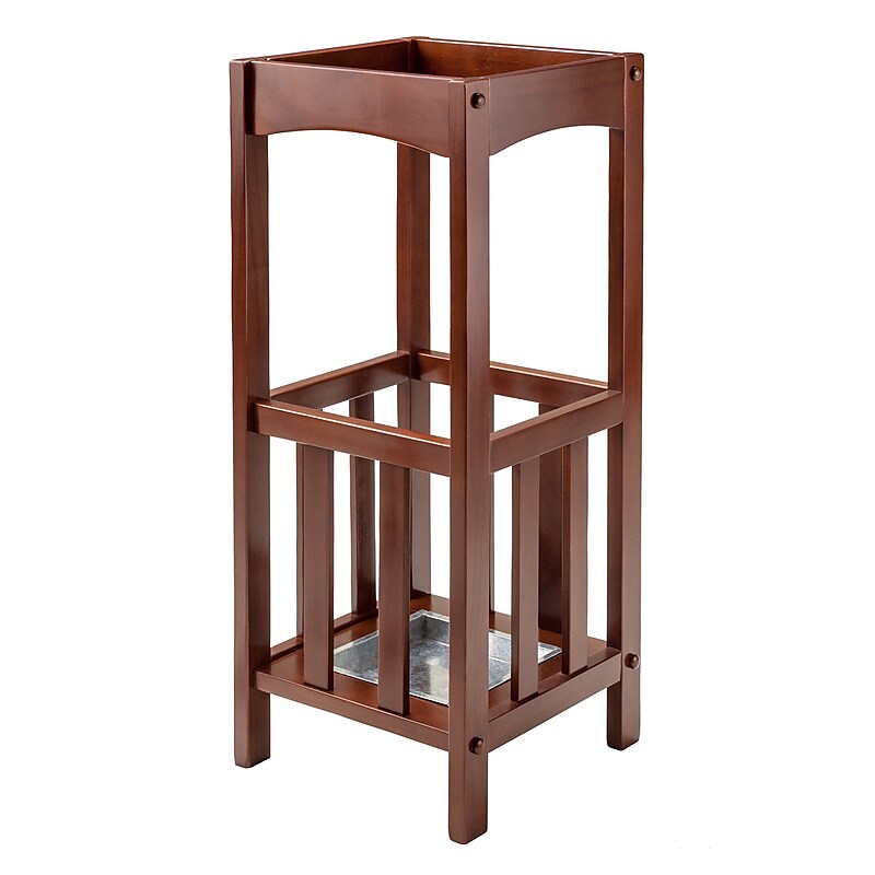 Winsome Rex Umbrella Stand with Metal Tray, Walnut (94712) image 1