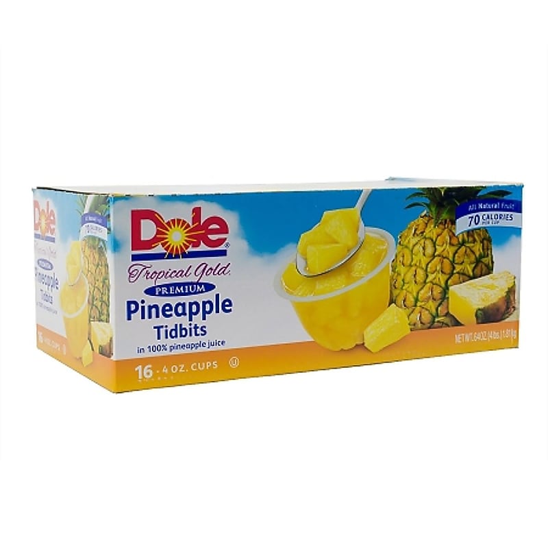 Dole Pineapple Tidbit Fruit Cups, 4 oz., 16 Cups/Box (220-00474) image 1