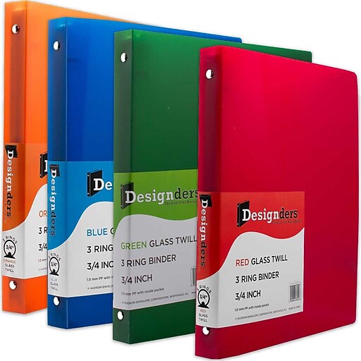 JAM Paper® Assorted .75 Inch Plastic 3 Ring Binders, Red, Green, Blue