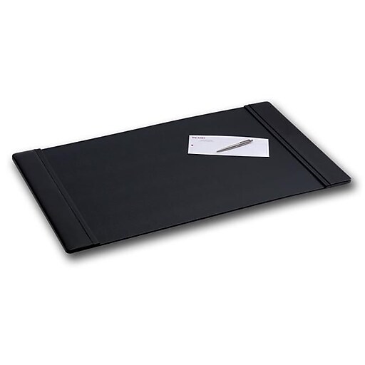 Dacasso 32" x 20" Desk Pad with Side Rails, Leather, Black (DCSS196