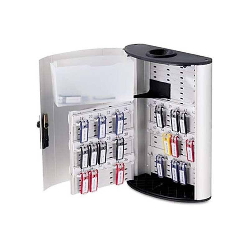 Durable 1968-23 Key Box Plus, 54-Key, 11 3/4" x 4 5/8" x 15 1/2", Brushed Aluminum/Silver (AZDURA1968-23) image 1