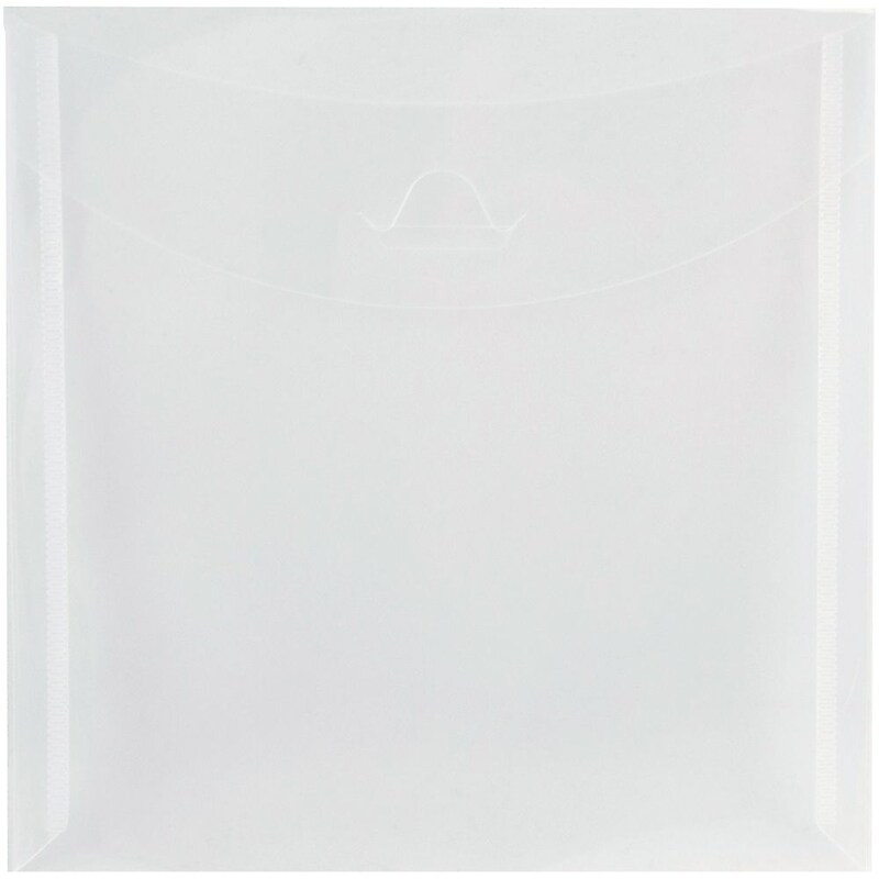 JAM Paper Plastic Envelopes with Tuck Flap Closure, Square, 6.125 x 6.125, Clear, 12/Pack (1541747) image 1
