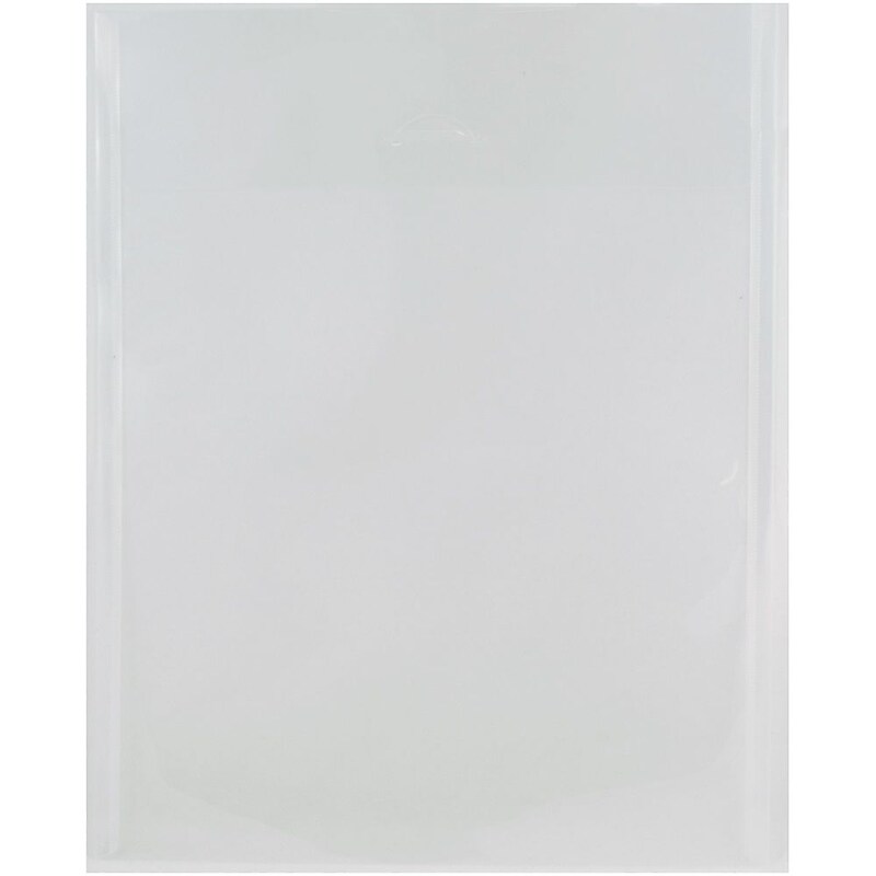 JAM Paper Plastic Envelopes with Tuck Flap Closure, Open End, 11 x 14, Clear, 12/Pack (1541749) image 1