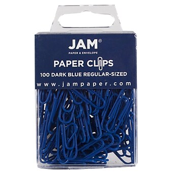 JAM Paper Small Paper Clips, Dark Blue, 100/Pack (42186868)