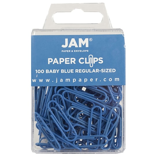 JAM Paper Small Paper Clips, Baby Blue, 3 Packs of 100 (221819033B)~#|#~m002765364_sc7