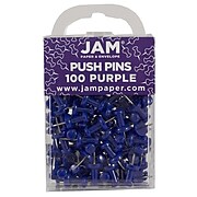 JAM Paper® Colored Pushpins, Purple Push Pins, 2 Packs of 100 (222419053A)
