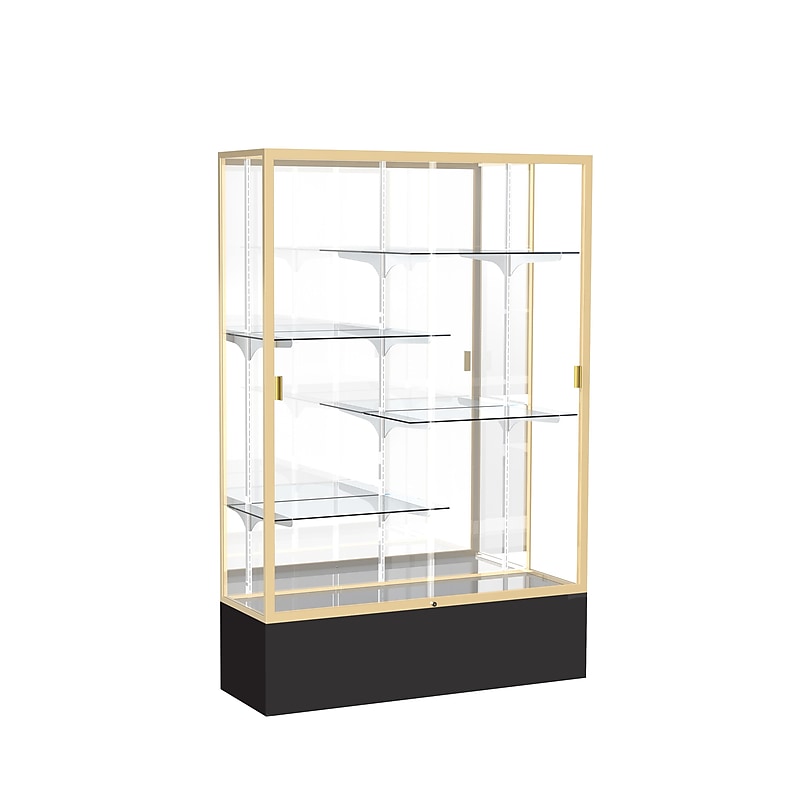 Ghent Spirit 48"W x 72"H x 16"D Floor Case, Mirror Back, Champagne Finish, Black Base image 1