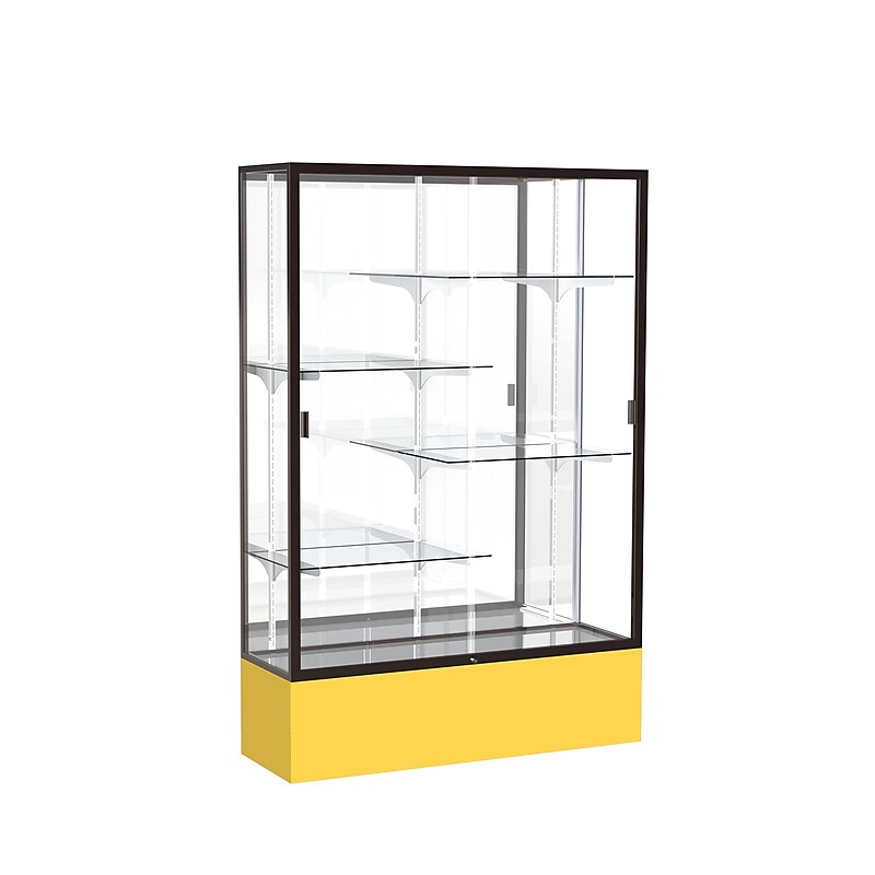 Ghent Spirit 48"W x 72"H x 16"D Floor Case, Mirror Back, Dk. Bronze Finish, Golden Rod Base image 1