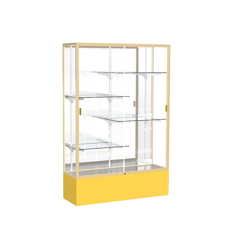 Ghent Spirit 48"W x 72"H x 16"D Floor Case, Mirror Back, Champagne Finish, Golden Rod Base image 1