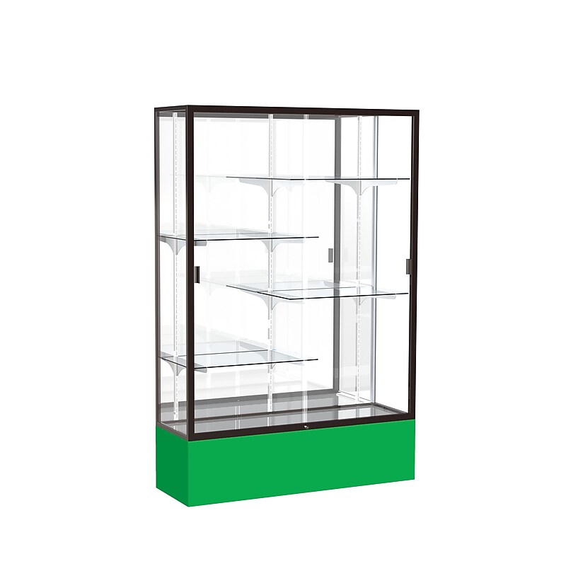 Ghent Spirit 48"W x 72"H x 16"D Floor Case, Mirror Back, Dk. Bronze Finish, Kelly Green Base image 1