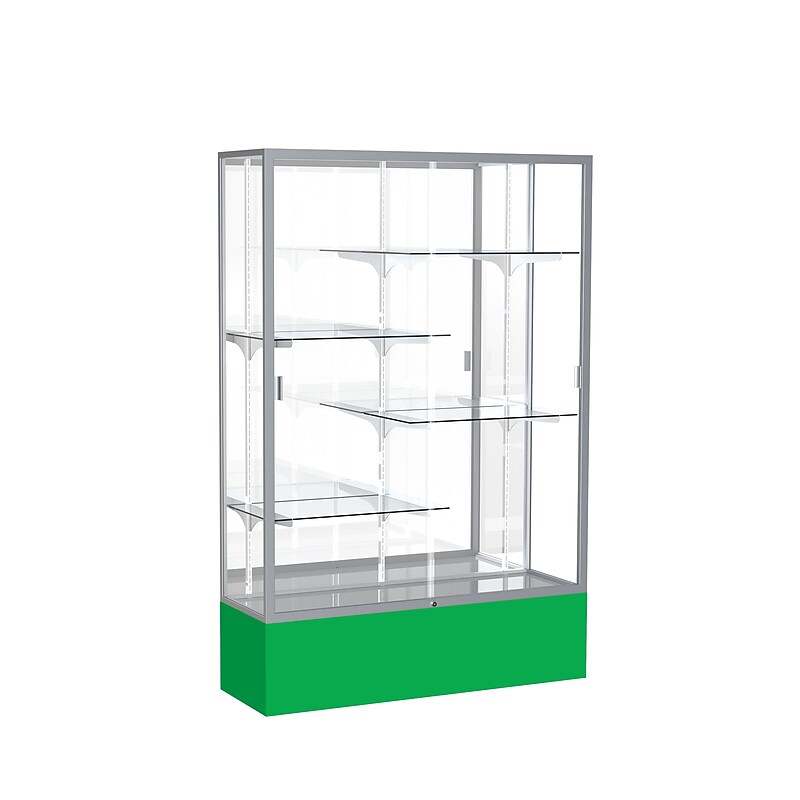 Ghent Spirit 48"W x 72"H x 16"D Floor Case, Mirror Back, Satin Finish, Kelly Green Base image 1