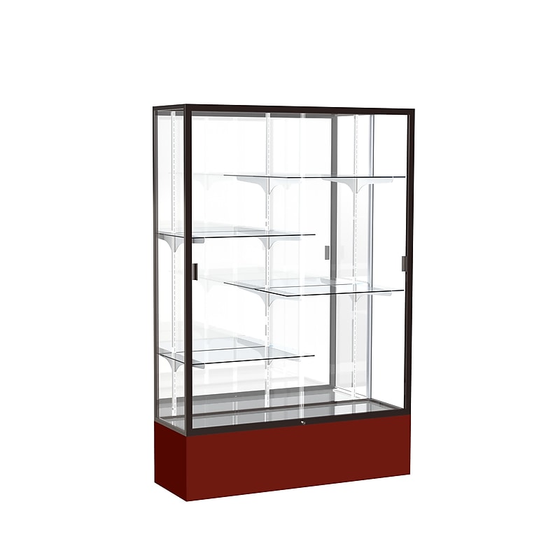 Ghent Spirit 48"W x 72"H x 16"D Floor Case, Mirror Back, Dk. Bronze Finish, Maroon Base image 1