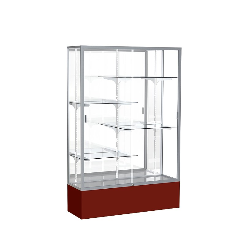 Ghent Spirit 48"W x 72"H x 16"D Floor Case, Mirror Back, Satin Finish, Maroon Base image 1