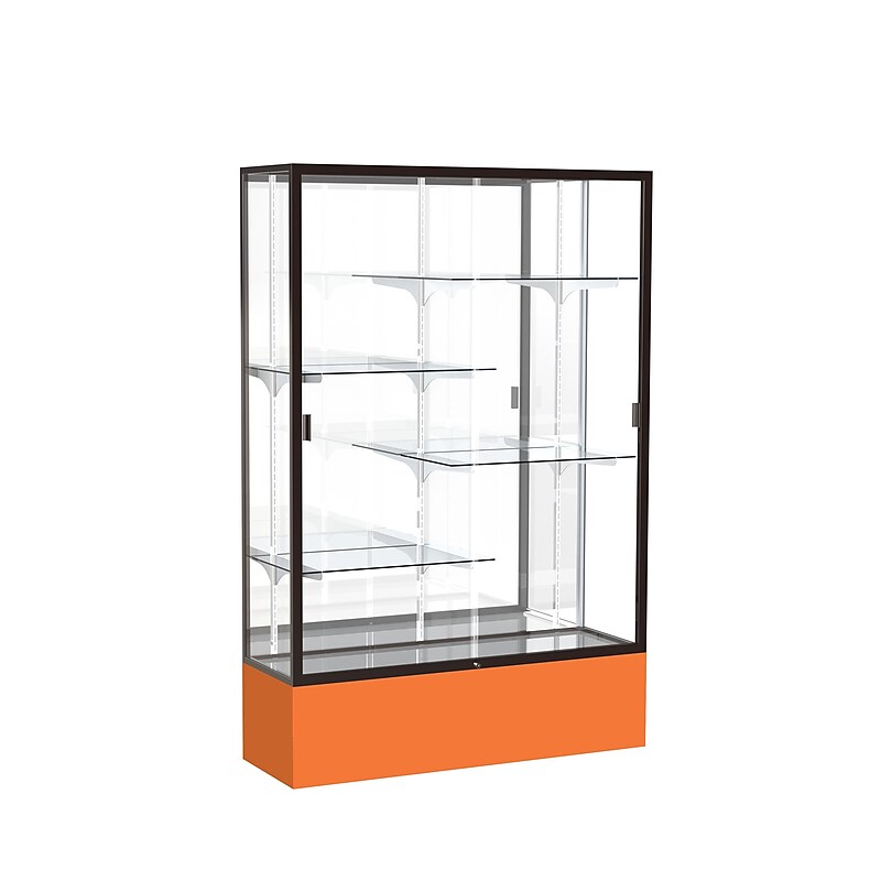 Ghent Spirit 48"W x 72"H x 16"D Floor Case, Mirror Back, Dk. Bronze Finish, Orange Base image 1