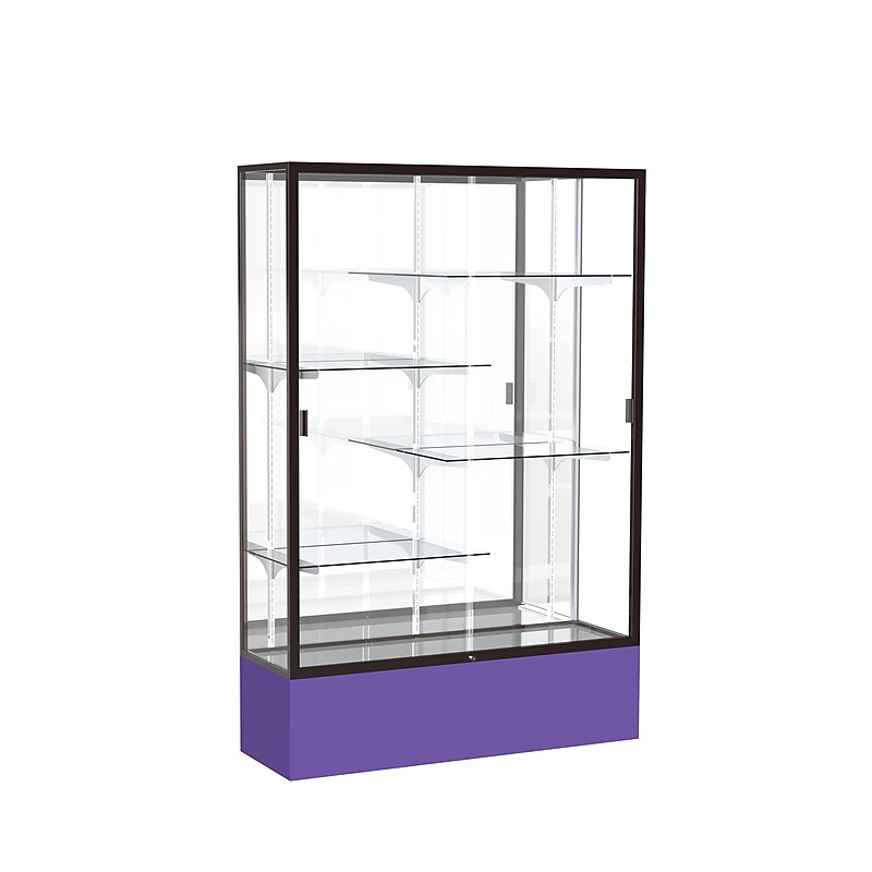 Ghent Spirit 48"W x 72"H x 16"D Floor Case, Mirror Back, Dk. Bronze Finish, Purple Base image 1