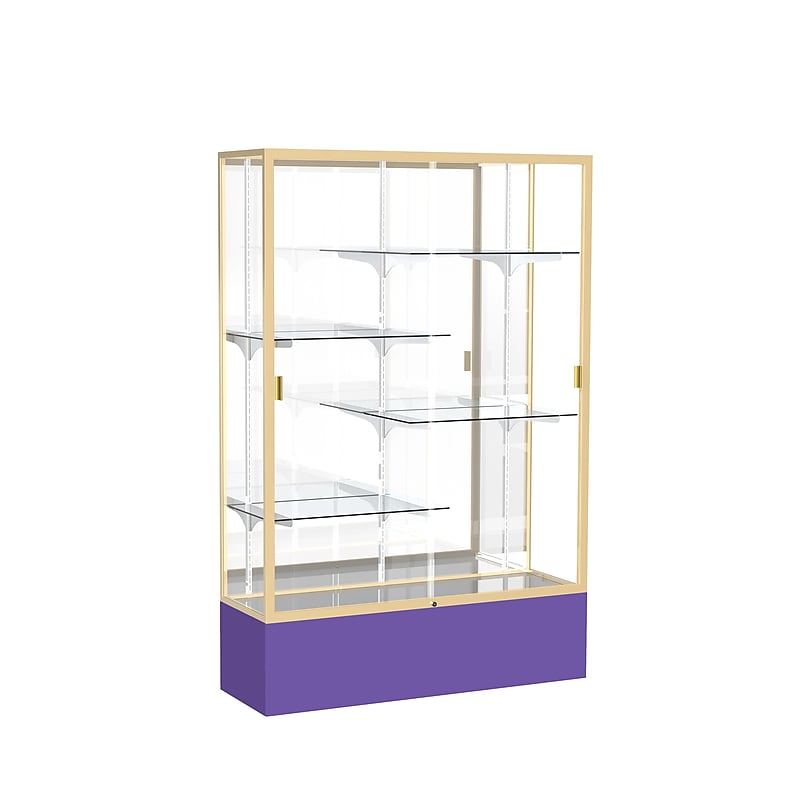 Ghent Spirit 48"W x 72"H x 16"D Floor Case, Mirror Back, Champagne Finish, Purple Base image 1