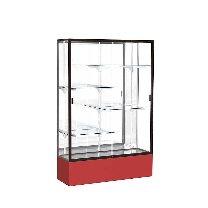 Ghent Spirit 48"W x 72"H x 16"D Floor Case, Mirror Back, Dk. Bronze Finish, Red Base image 1