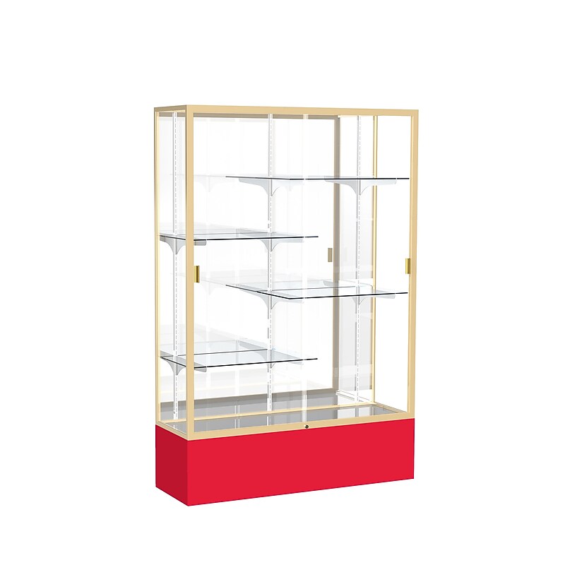 Ghent Spirit 48"W x 72"H x 16"D Floor Case, Mirror Back, Champagne Finish, Red Base image 1