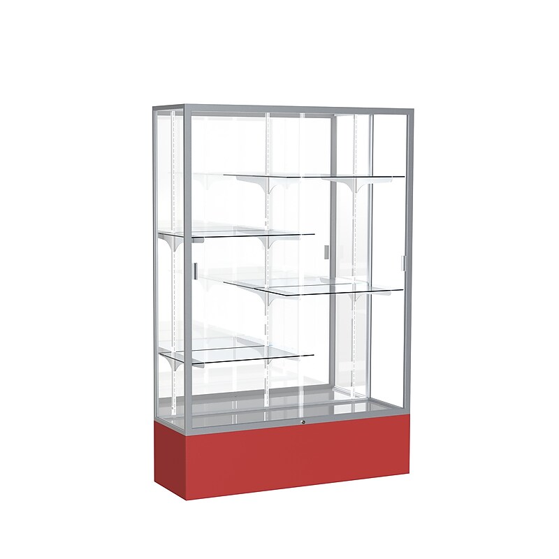 Ghent Spirit 48"W x 72"H x 16"D Floor Case, Mirror Back, Satin Finish, Red Base image 1