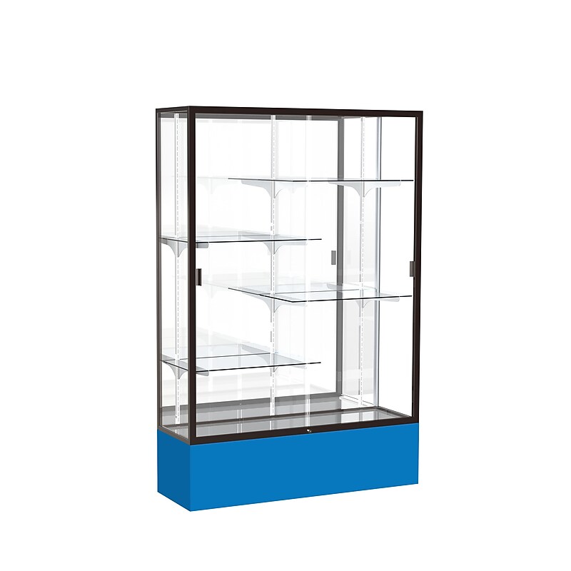 Ghent Spirit 48"W x 72"H x 16"D Floor Case, Mirror Back, Dk. Bronze Finish, Royal Blue Base image 1