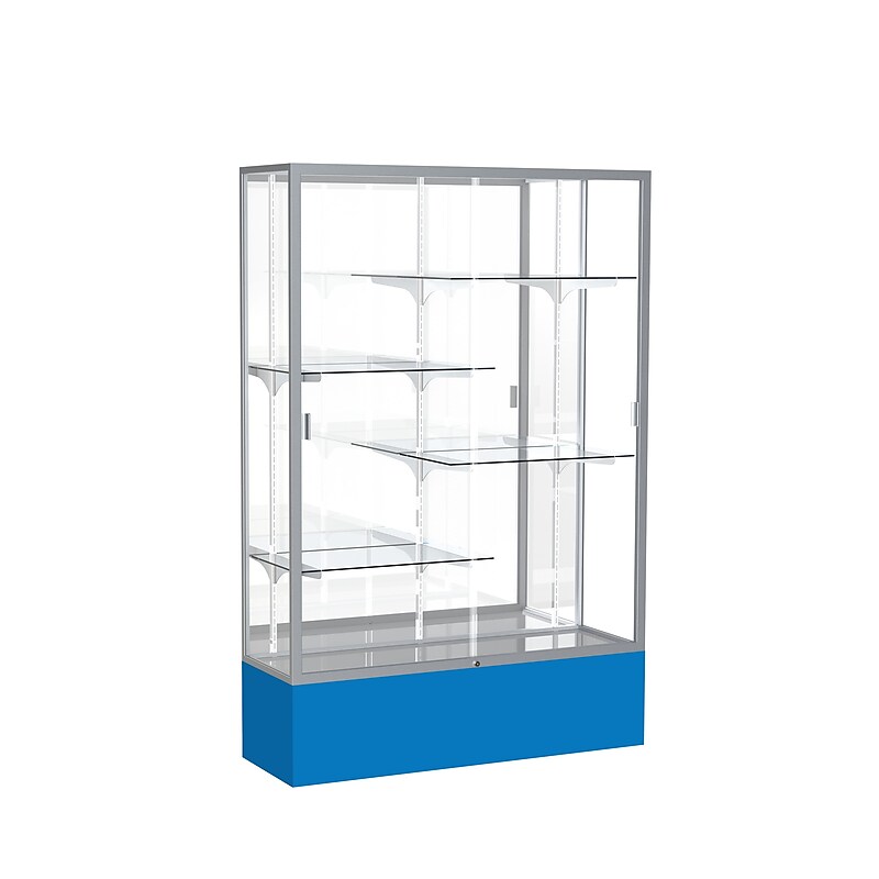 Ghent Spirit 48"W x 72"H x 16"D Floor Case, Mirror Back, Satin Finish, Royal Blue Base image 1