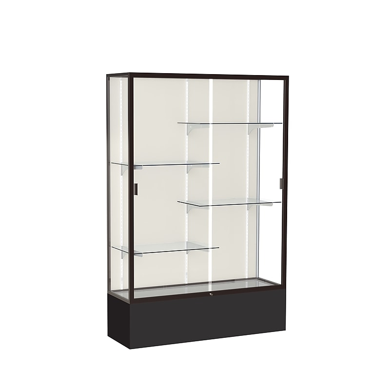 Ghent Spirit 48"W x 72"H x 16"D Floor Case, Plaque Back, Dk. Bronze Finish, Black Base image 1