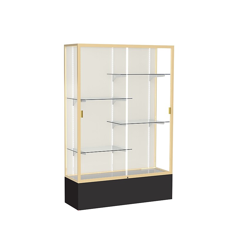 Ghent Spirit 48"W x 72"H x 16"D Floor Case, Plaque Back, Champagne Finish, Black Base image 1